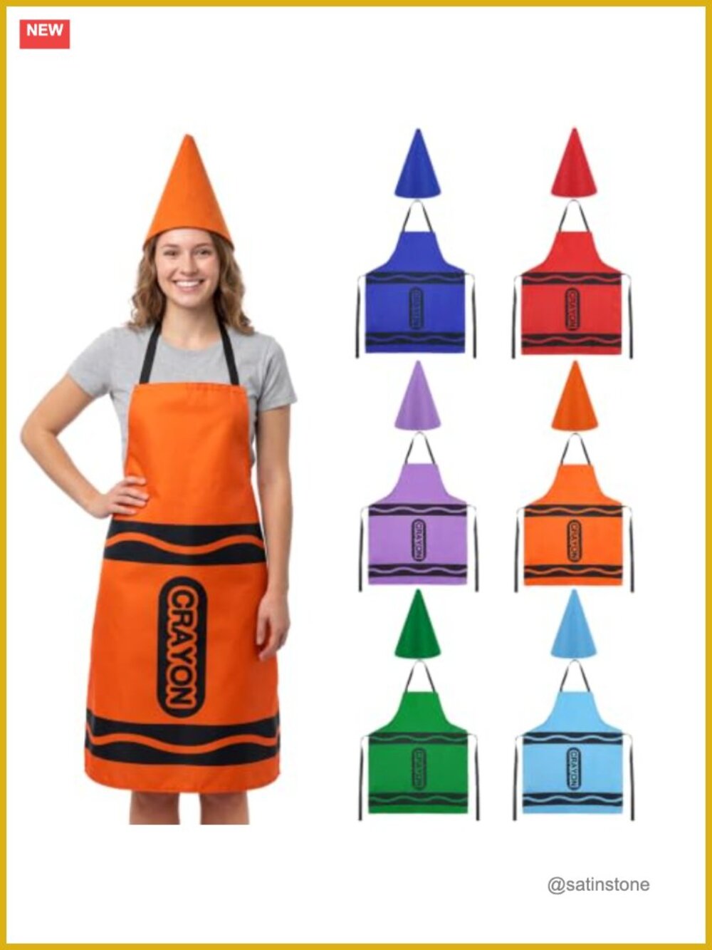 Crayon Apron & Hat Costume Set 6-Piece Group Halloween Adult